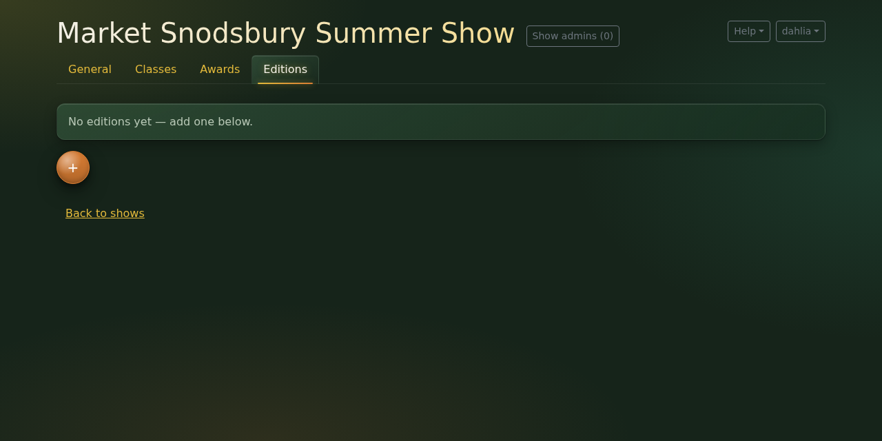 The show's Editions tab, with no editions yet